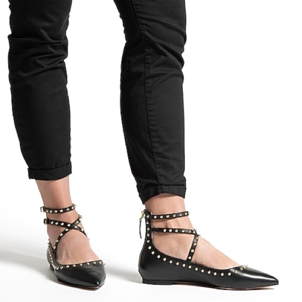 Jlo black studded flats
